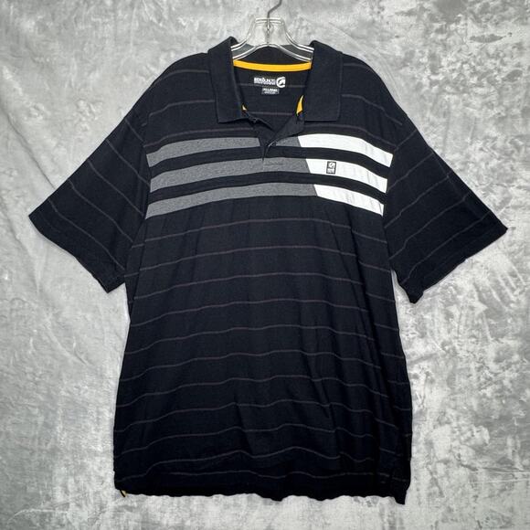 Ecko Unltd Polo Shirt Mens 3XL Black Gray White Striped Logo Short Sleeve 3X - Picture 1 of 10